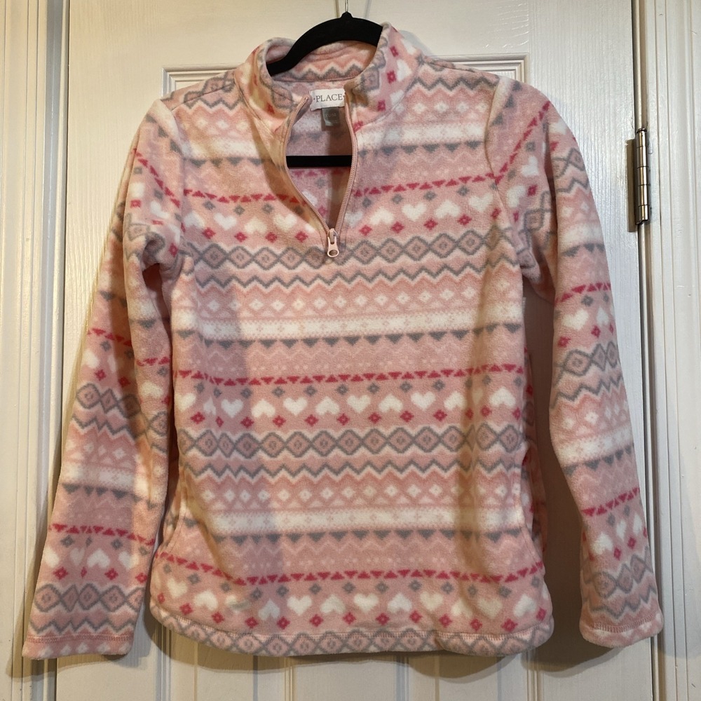 Place Girls Long Sleeve 1/3 Zip Up Fuzzy Fleece, Shirt Size XL 14